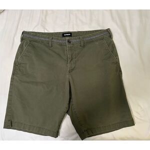 Express Men's Chino Shorts Size 36 Olive Green Slim Fit Hyper Stretch